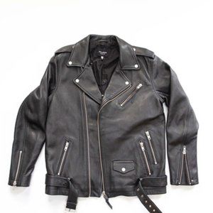 PATRON SAINT OF MEN Oden Biker 100% Grained Black Jacket